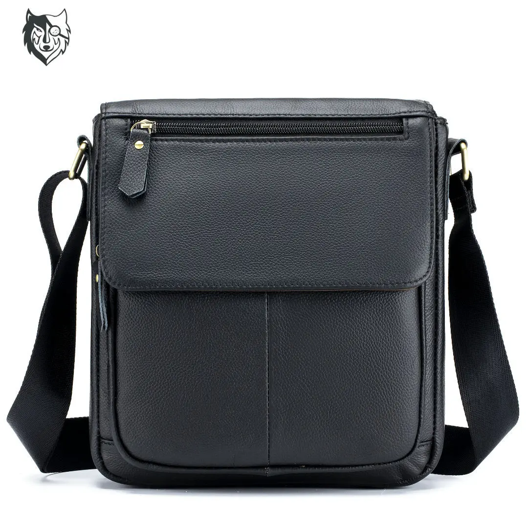 Head layer cowhine retro cover type diagonal cross bag commuting large capacity real leather men's shoulder bag