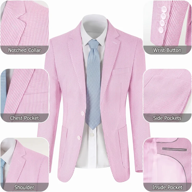 Men's Seersucker Suit for Busi - Men'S Semi Formal Office Wear ulasan dan harga
