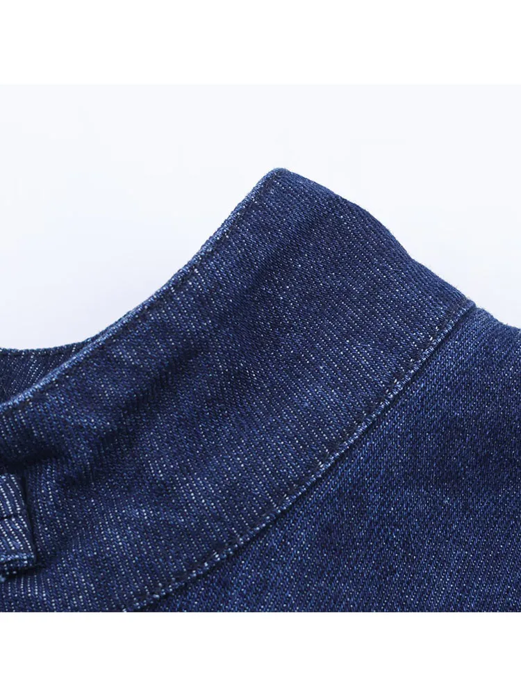 المرأة عباءة معطف 2025 خريف شتاء جديد إمرأة موضة بلون عقدة الديكور الدنيم عباءة معاطف النساء الترفيه معاطف فضفاضة #6