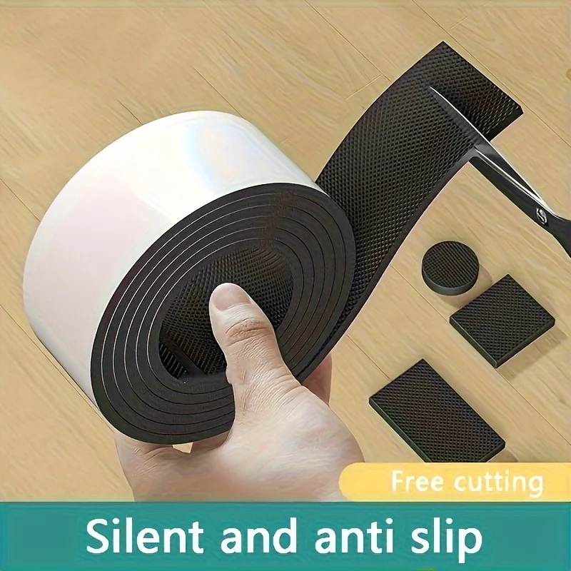 1Roll Black Multi-Scene Non-Slip Furniture Pads - Thickened Silent Wear-Resistant for Dining Chairs Shoe Soles Floor Pet Office