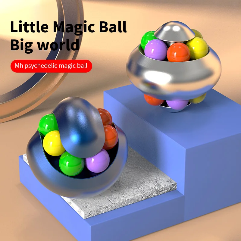 Kostka Orbital Metal Magic Cube, zabawka antystresowa, obrotowa kostka z fasolkami, zabawka antystresowa dla dorosłych i dzieci, dla osób z autyzmem i ADHD.