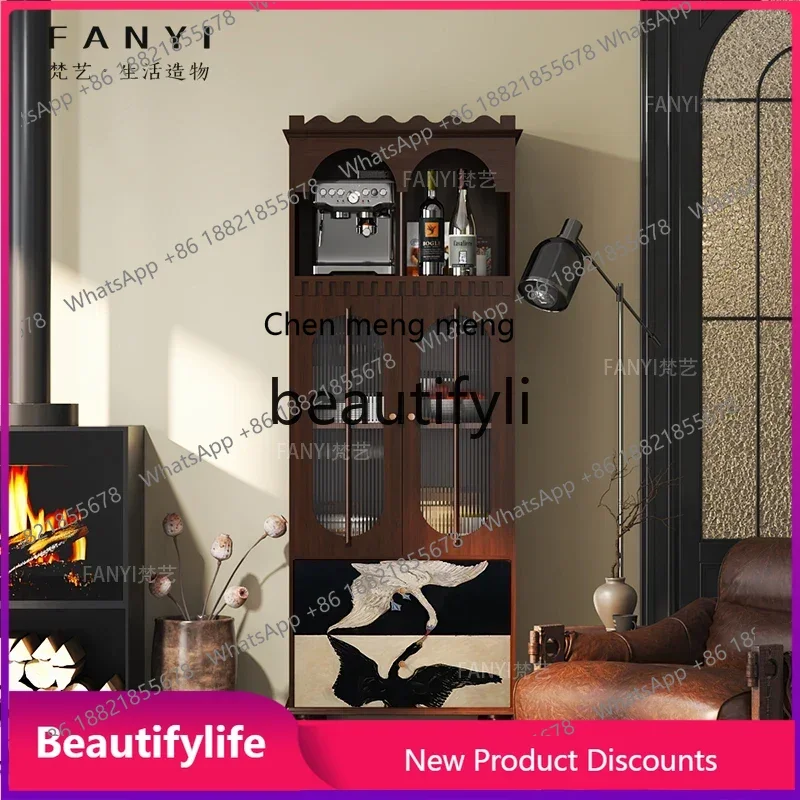 

CC Modern Minimalist Solid Wood Partition Wine Cabinet Living Room Wall-Mounted Cabinet Dining Room Storage Side Cabinet