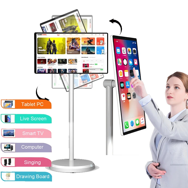 

5 In 1 Multi Functional Lcd Tv 21.5 Inch Smart Display Screen Portable Smart Tv For Tiktok Live Streaming Tablet Pc For Kids