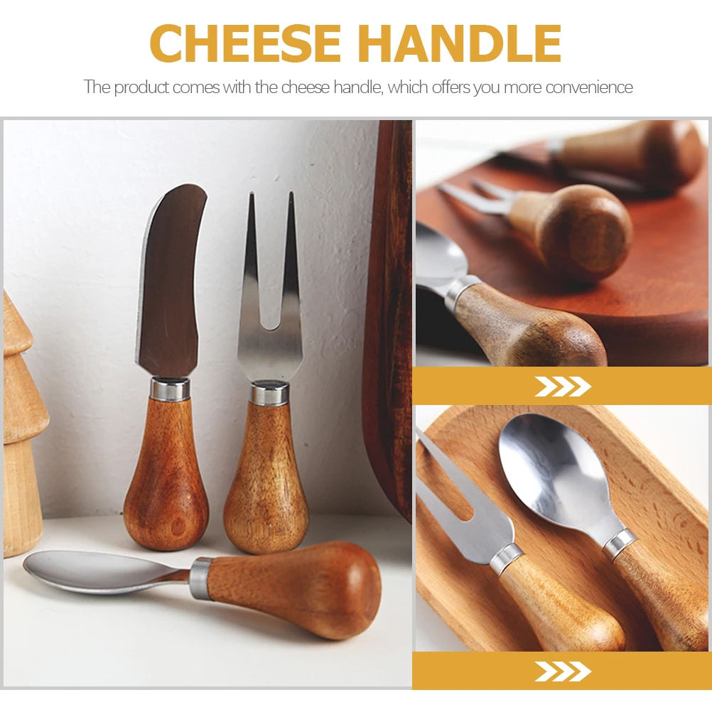 

1 Set Household Spatula Cheese Cutters Fork Multi-Function Stainless Steel Wood Portable Kitchen Essentials Cheese Slicer Butter