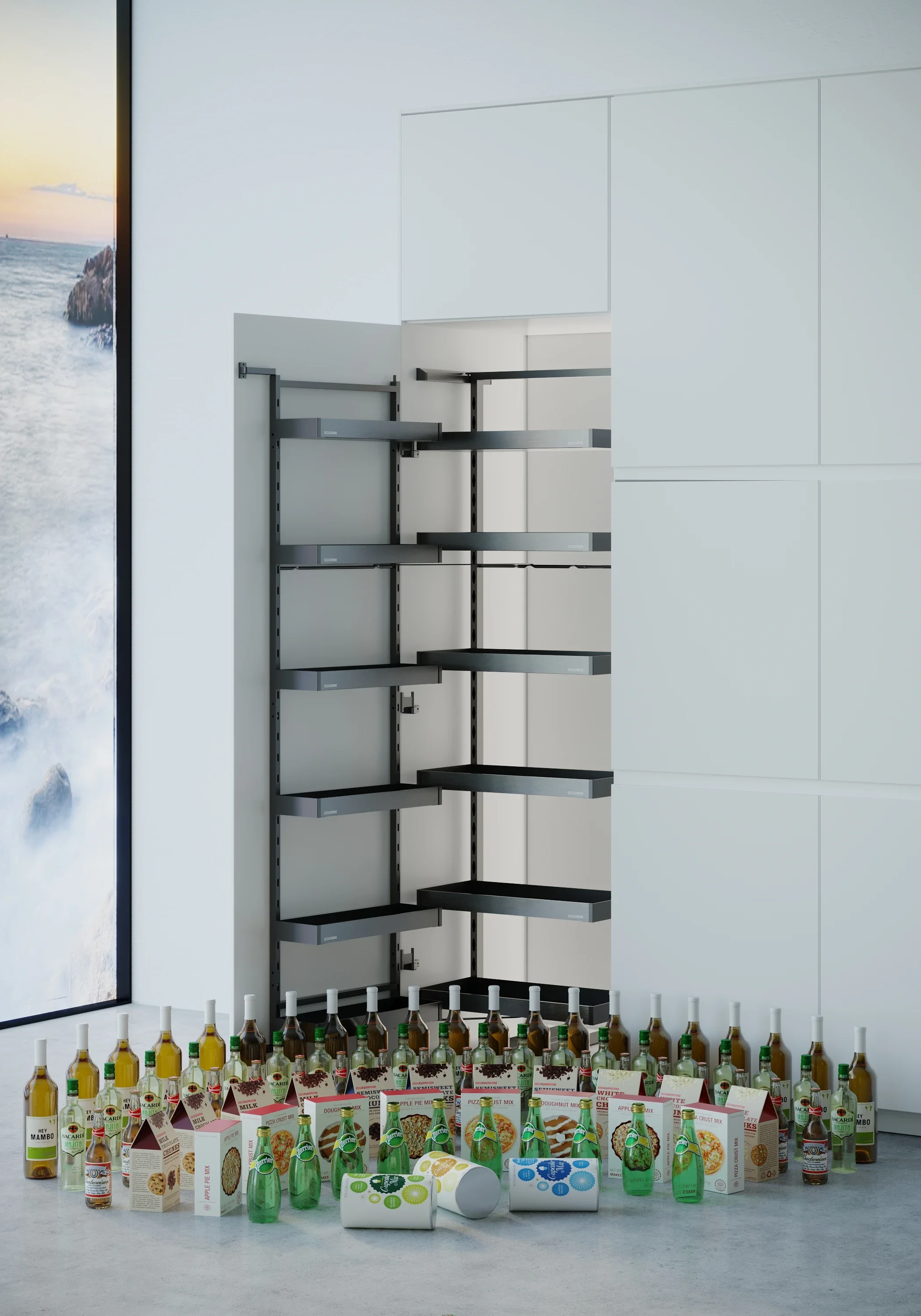 Goldmine pantry pullout shelves  tall cabinet pullout basket  Pantry pullout system for spice organization or food organization