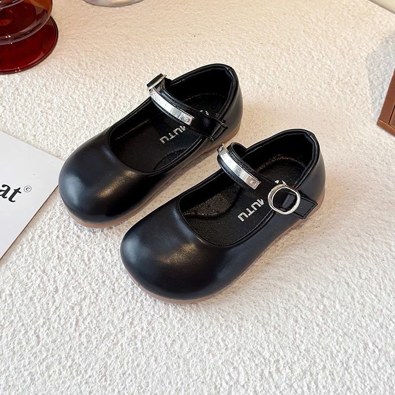 

Kids Mary Janes for Wedding Party Flats Children Back To School Beige Black Brown Spring Autumn Simple Girls Black Dress Shoes