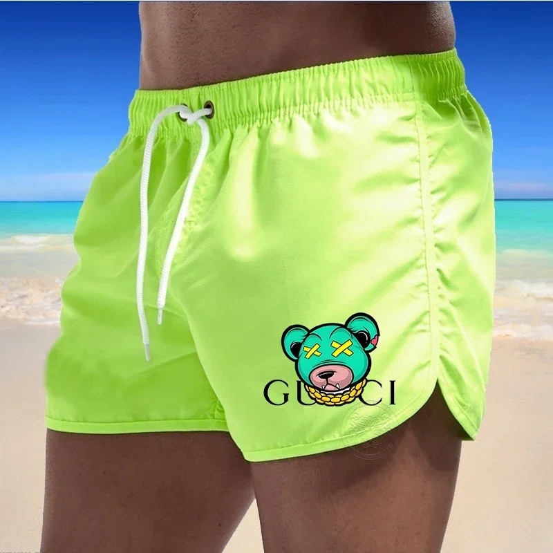 Men\'s Beach Shorts Sports Surf Shorts Gym Running Quick-drying Swimsuit Fashionable Bear Print Breathable Swimming Trunks S-4XL