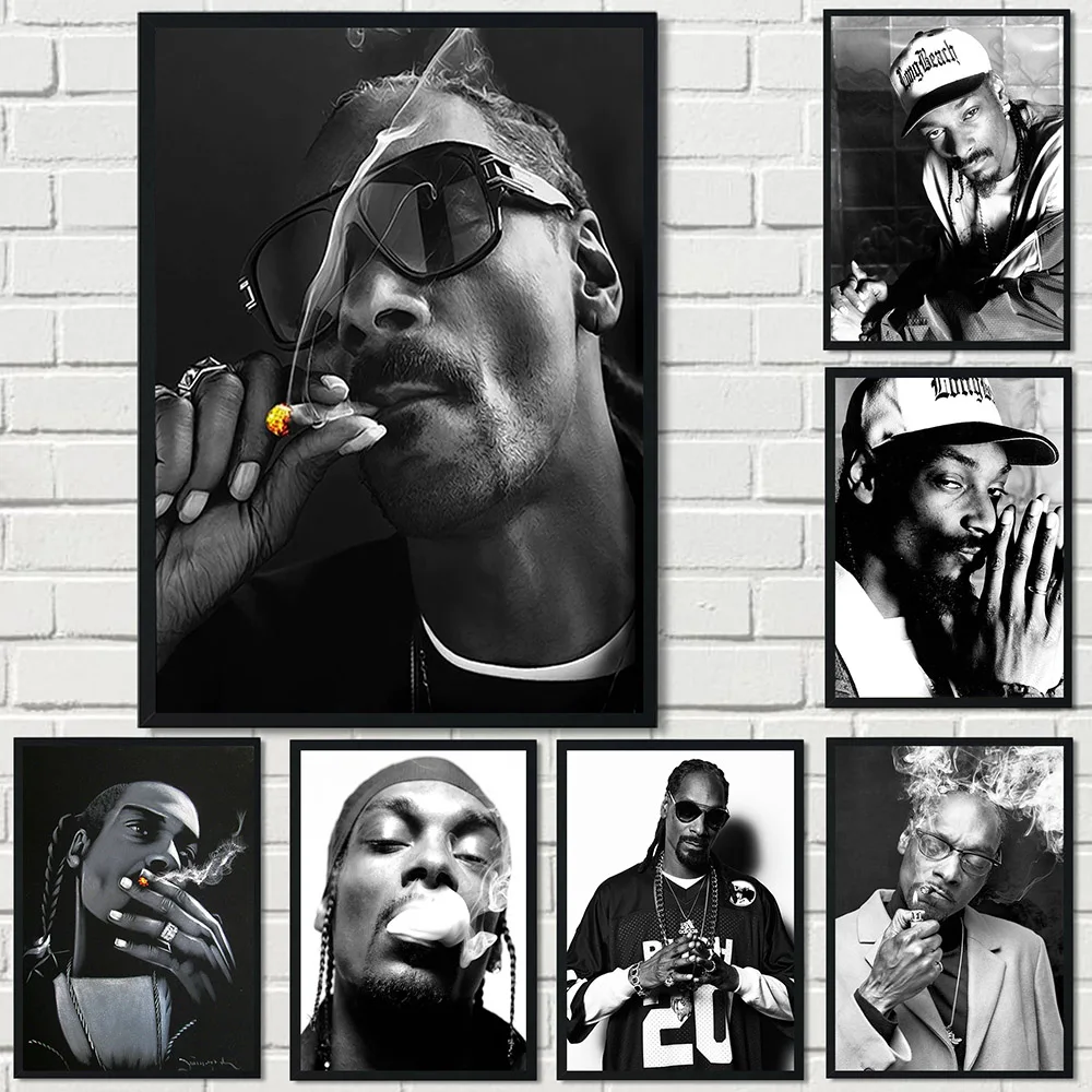 Póster de rapero Snoop Dogg, Impresión de lienzo en blanco y negro, Mural artístico para el hogar moderno, decoración de dormitorio de niño, regalos