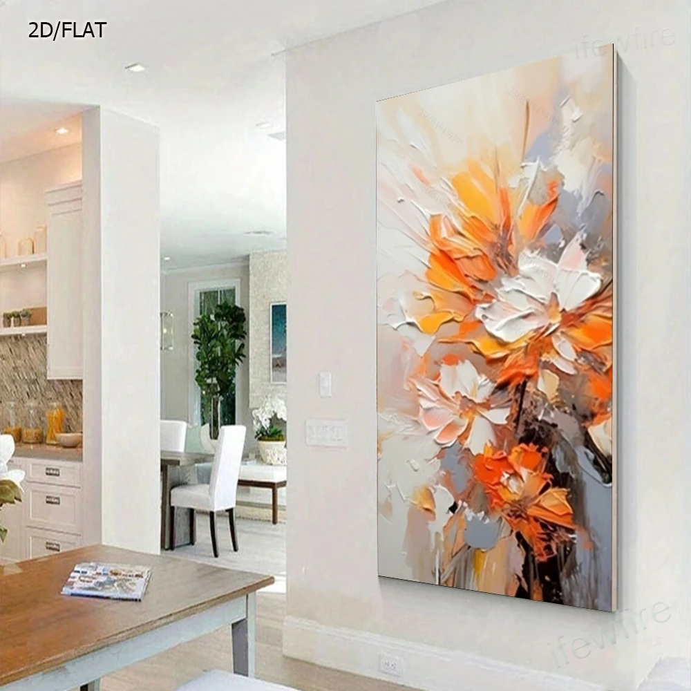 

Big 100% Hand-Painted Floral Purple Abstract Oil Painting Modern Wall Art Picture For Living Room No Frame Home Decoration Image