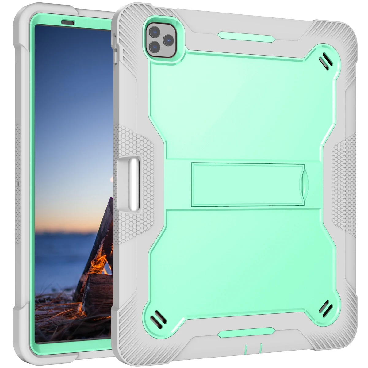 For iPad Pro 12.9 6th 5/4/3nd Rugged Heavy Duty Shockproof Kickstand Protective Cover for iPad Pro 12.9  2022 2021 2020 2018
