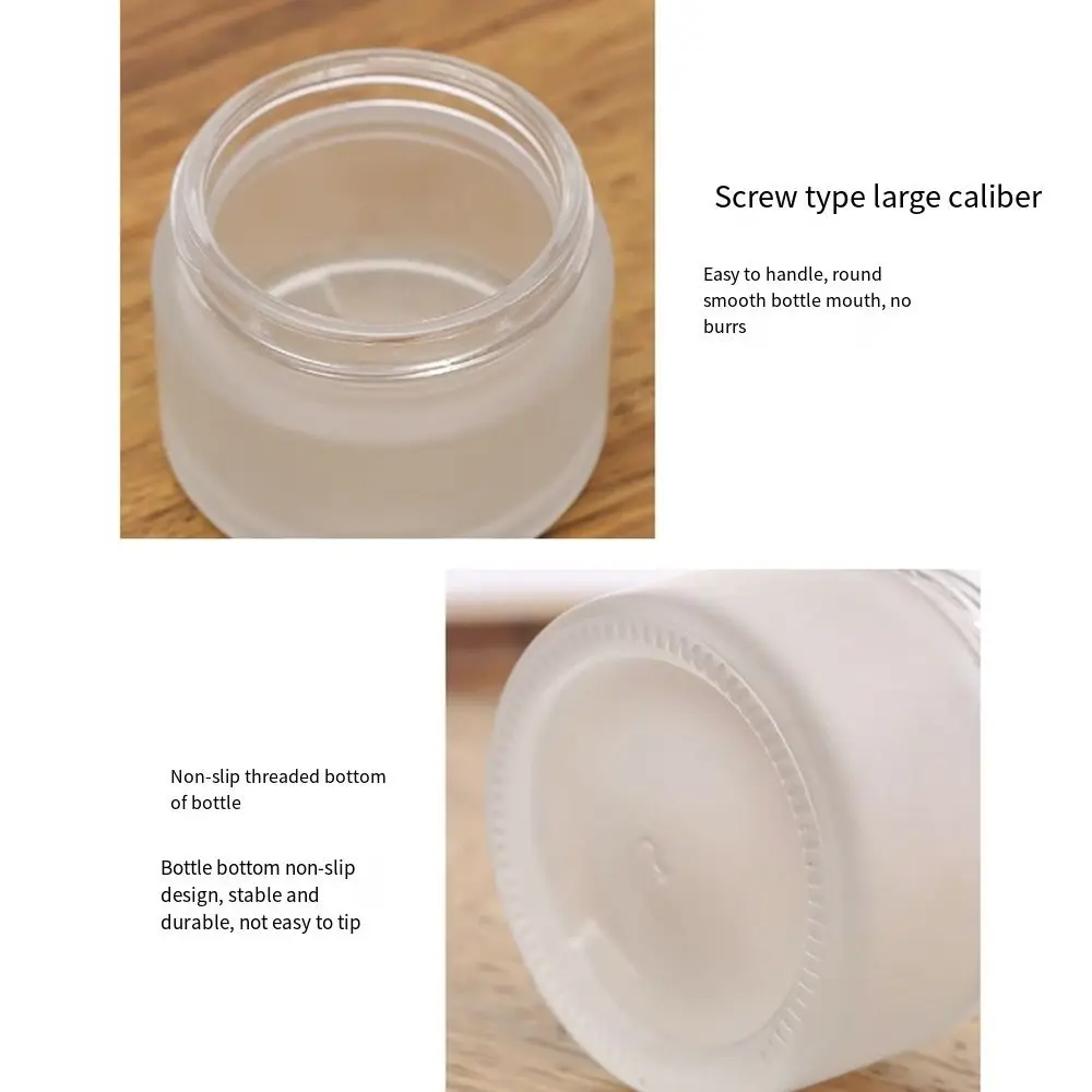 Tarro de crema de vidrio esmerilado de 5-50g, botellas vacías de crema facial plateadas/doradas/negras/blancas, macetas de muestra, tarro de maquillaje para sombra de ojos