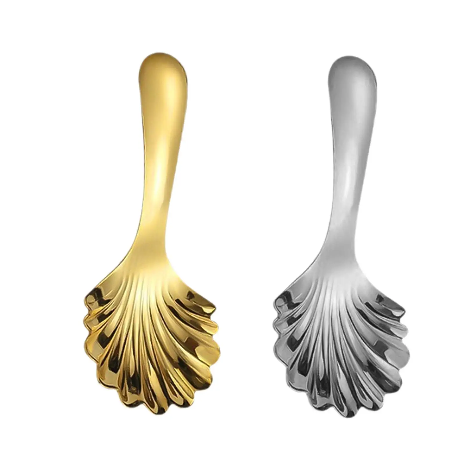 Soup Spoon Shell Shaped Portable Teaspoon for Ice Cream Tasting Condiments
