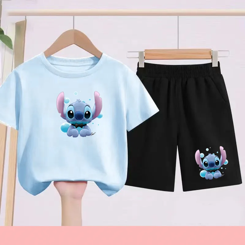 

Children's Sportswear Set: Short-sleeved T-shirt +pants with Cartoon and Anime Patterns, Suitable for Girls and Boys Aged 3 To13