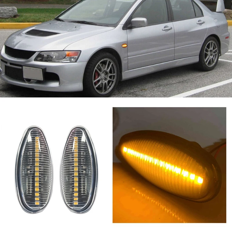 Car LED Front Side Marker Lights Turn Signal Blinker Light Component For Mitsubishi Lancer Mk7 Galant Pajero MR522027 As Shown