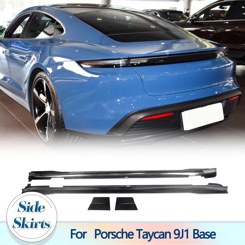 

Side Skirts Extensions Lip For Porsche Taycan 9J1 Base 4S Sedan 2019-2024 Real Carbon Fiber Side Door Bumper Apron Lip Body Kit
