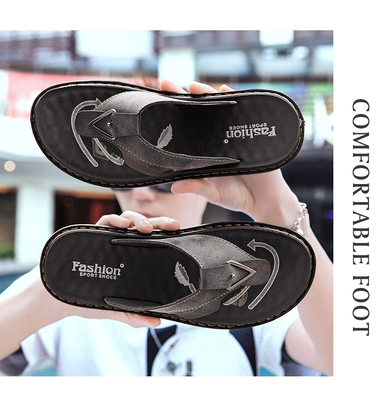 Flip-Flops Summer Classic High-Quality Fashion Soft-Sole Non-Slip Comfort Breathable Light Outdoor Men's Casual Walking Slippers