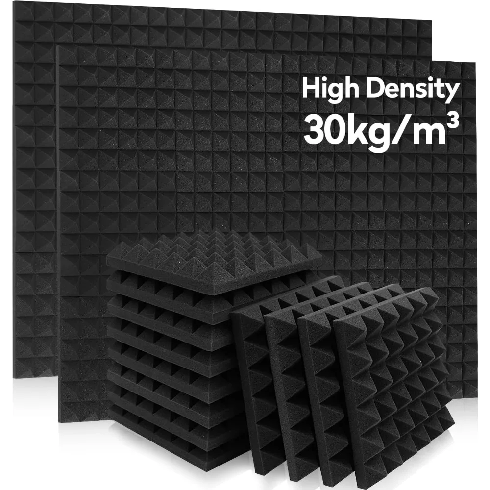 36 Pack  Acoustic Panels 12 x 12 x 2 Inches, Pyramid Sound Proof Foam Panels for Wall, High Density Black Acoustic Foam Panels