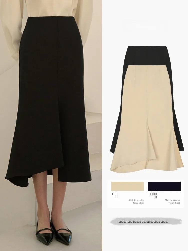 

High Waist Fi Tail f Body Skirt for Women Commute a Line Slimming Wrap Skirt Casual Breathable Polyester Fiber Zipper Cl...