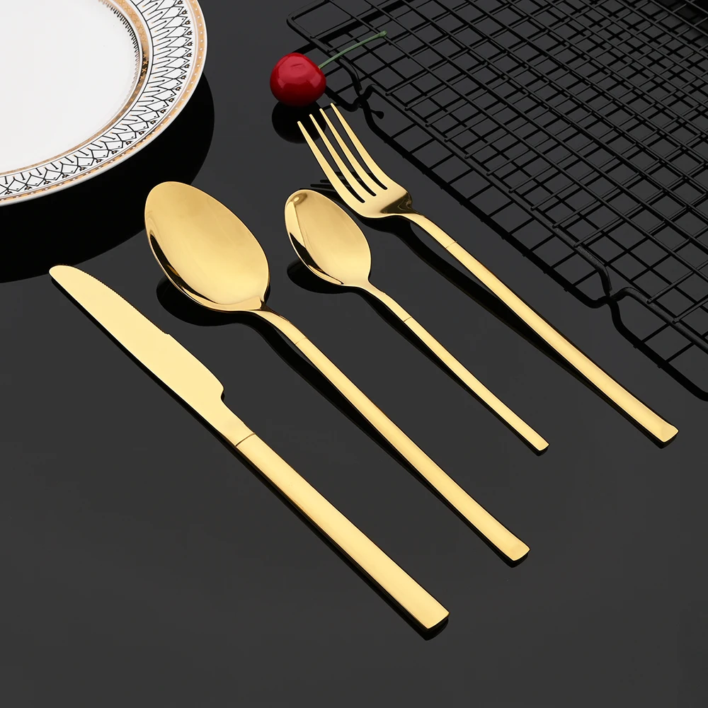Rose Gold Wedding Dinnerware Set Stainless Steel Tableware Set Dinner Knife Fork Spoon Luxury Flatware Cutlery Set Silverware