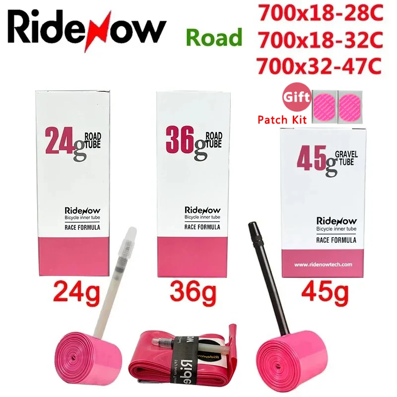 RideNow TPU Road Bicycle Inner MTB Tube 700x25C Tire gravel bike accessories 29x1.5 1.9 Tires Patch kit 24 36 45g Ride now Tubes