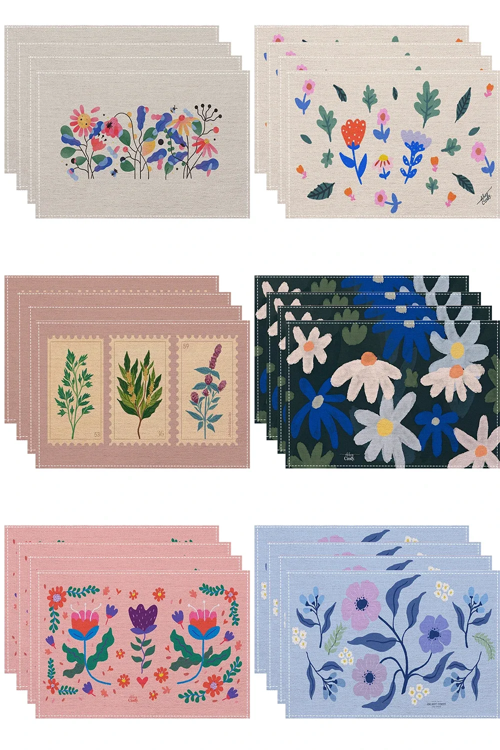 Rustic Fresh Floral Placemat, Heat-Resistant Anti-Scald Table Mat, Fabric Mat for Kitchen & Dining