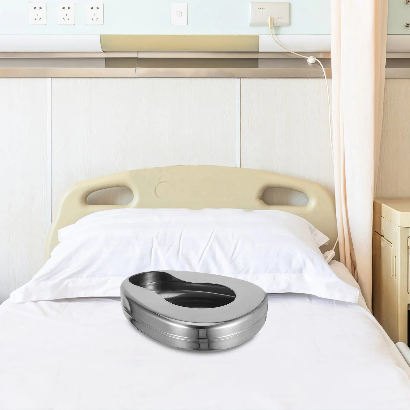 

Stainless Steel Bedpan Lightweight Ergonomic Design for Elderly Bedridden Patients Portable Toilet for Home Hospitals Travel
