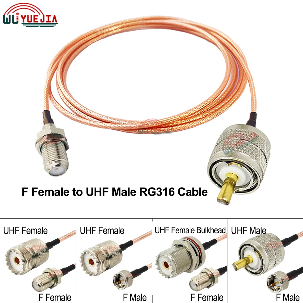 

1Ps 50-1.5 RG316 F to SL16 UHF Cable F Female Jack to UHF Male Plug/Female Bulkhead SO239 PL259 Connector 50ohm RF Coaxial Cable