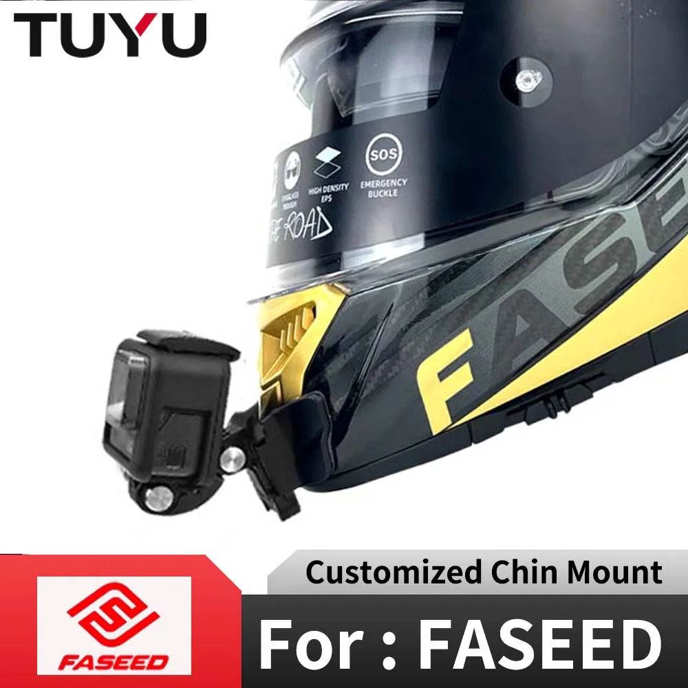 For FASEED 816 861 V1 V8 606 Customized Motorcycle Helmet Chin Mount for GoPro Insta360 X4 X3 X2 Rs DJI 5 4 3 Camera Accessories