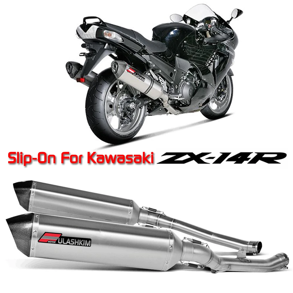 

ZX14R Slip On Exhaust For Kawasaki Zx14r ZZR1400 Motorcycle Carbon Fiber Exhaust Muffler Escape Pipe Zx-141r Exhuast