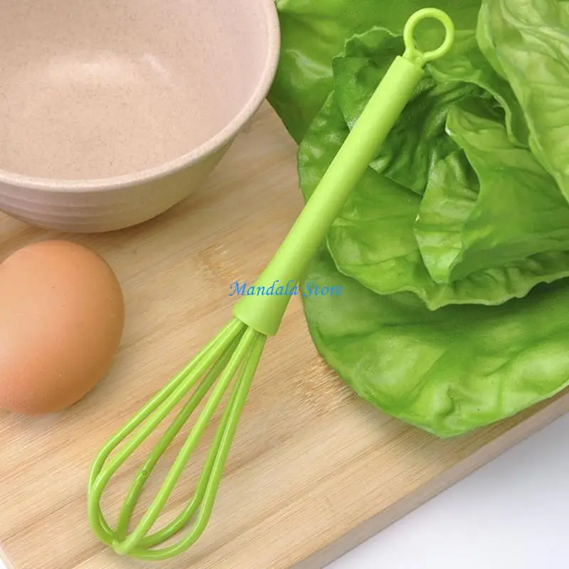

U2JC 18.5cm Length Whisk Plastic Non-Stick Coating Hand Egg Mixer Balloon Egg Beater for Blending Cream Baking Flour Stirrer