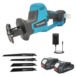 PATUOPRO Electric Cordless Brushless Reciprocating Saw Adjustable Speed Wood Metal Pipe Cutting Tools For Makita 18V Battery