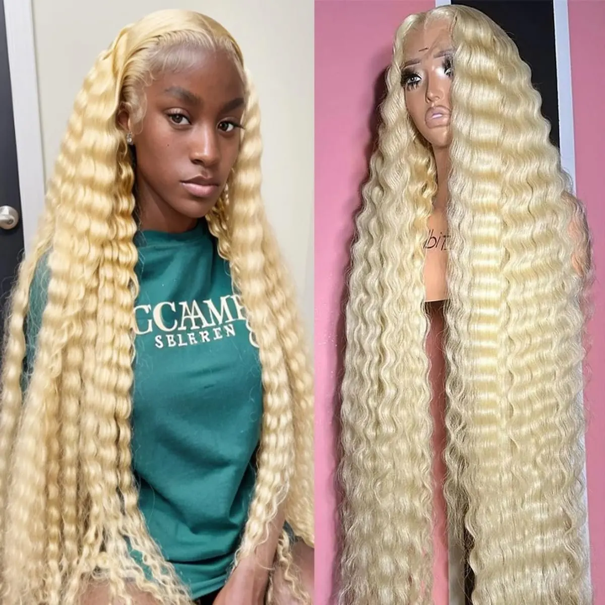 613 Blonde 13x4 Lace Forehead 180 Density Blonde 24 Inch 13X6 Curly Hair 150% Hair Wig Deep Wave Glueless Women Human Hair Wig