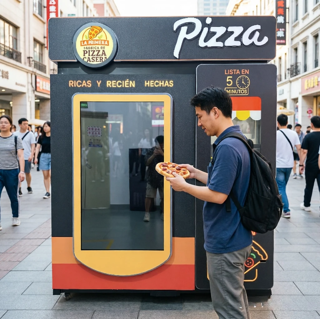 Smart Touch Screen Pizza Vending Kiosk Multi-language Staff Card Payment Remote Management Mall 24h Unmanned Export Equipment