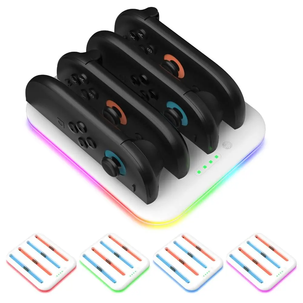 

4 in 1 LED Indication Charging Dock DC 5V RGB Light Joycon Dock Universal Charger Stand for Nintendo Switch 2 Game Accessories