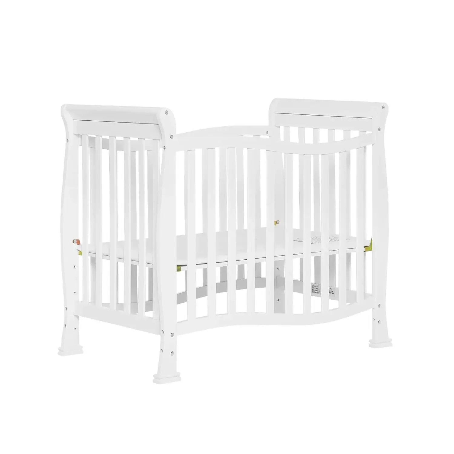 

Convertible Mini Crib In White Greenguard Gold Certified, JPMA Certified, 3 Position Mattress Height Settings, Non-Toxic Finish