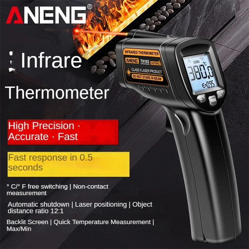 

ANENG TH103 Infrared thermometer industrial high precision thermometer oil temperature gun kitchen measuring instrument