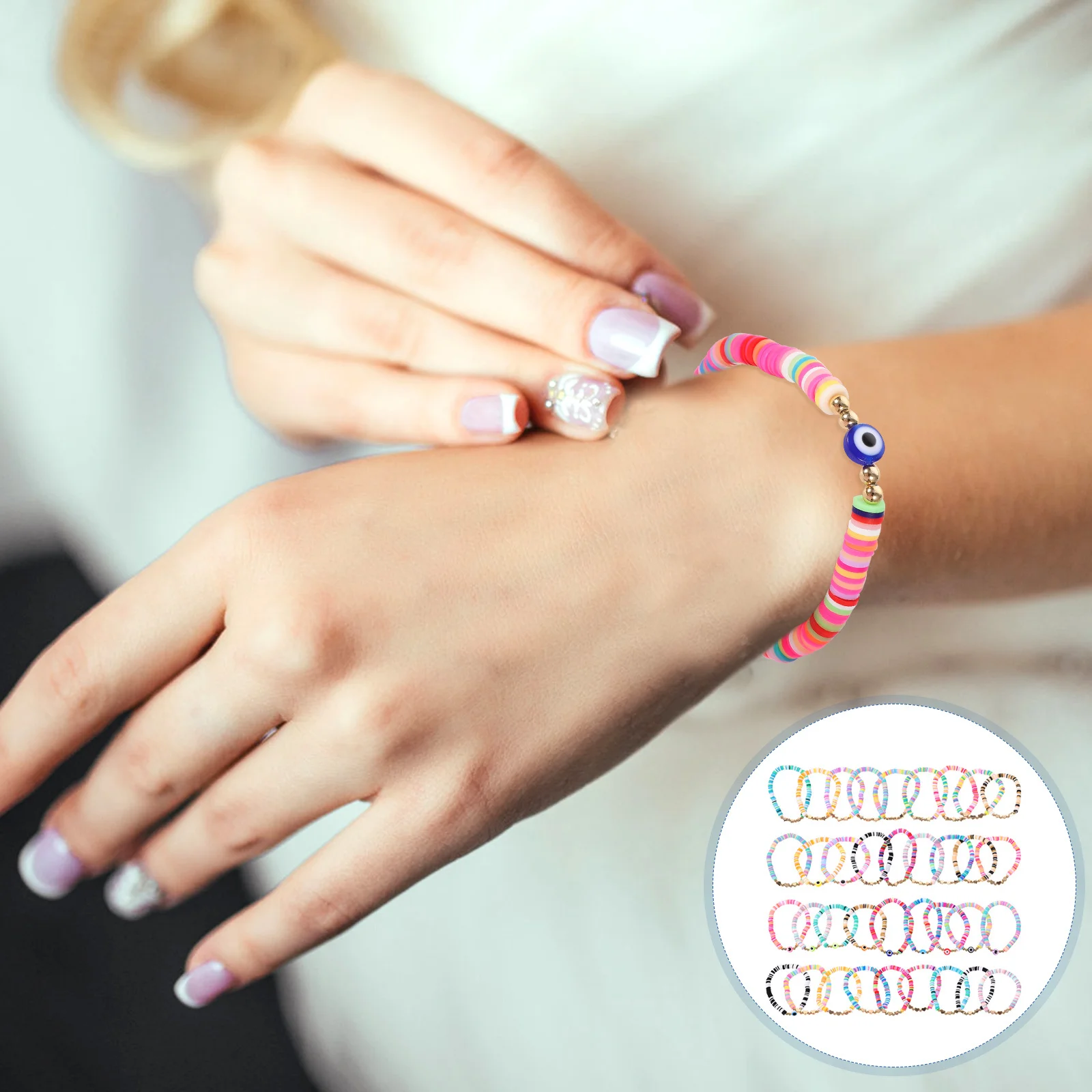 

36pcs Bohemian Bracelets Set Clay Bead Bracelets For Women Wrist Jewelry Summer Beach Wear Stackable Charm Bracelet Pack