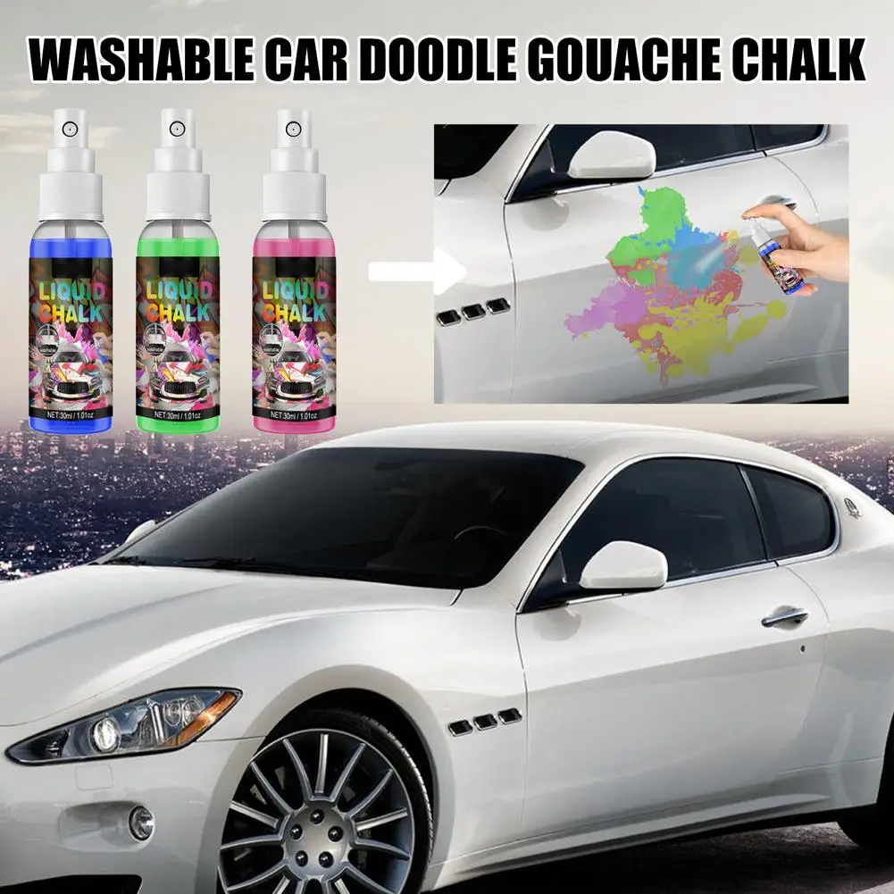 Pintura en aerosol de grafiti de coche, marcador de neumático de carrocería lavable colorido, tizas líquidas para arte callejero, 30ml