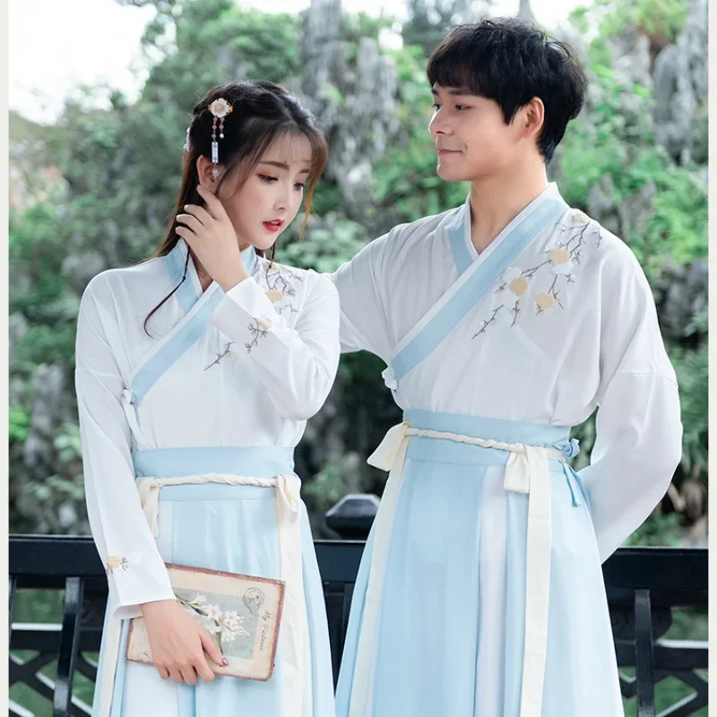 Couple Men Women Chinese Style ханьфу Summer Improved Super Fairy Ancient Costume Fairy Ancient Style Waist Skirt Top Hanfu Set