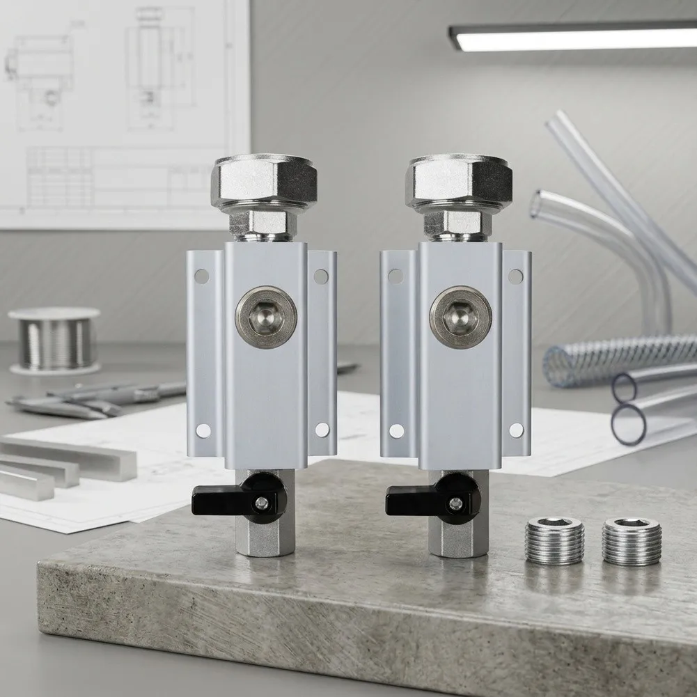 Robust 3/4 Aluminum Valve Block with Quick-Response Shut-off and Brass Female Threads Compatible with Standard Pipe Layouts