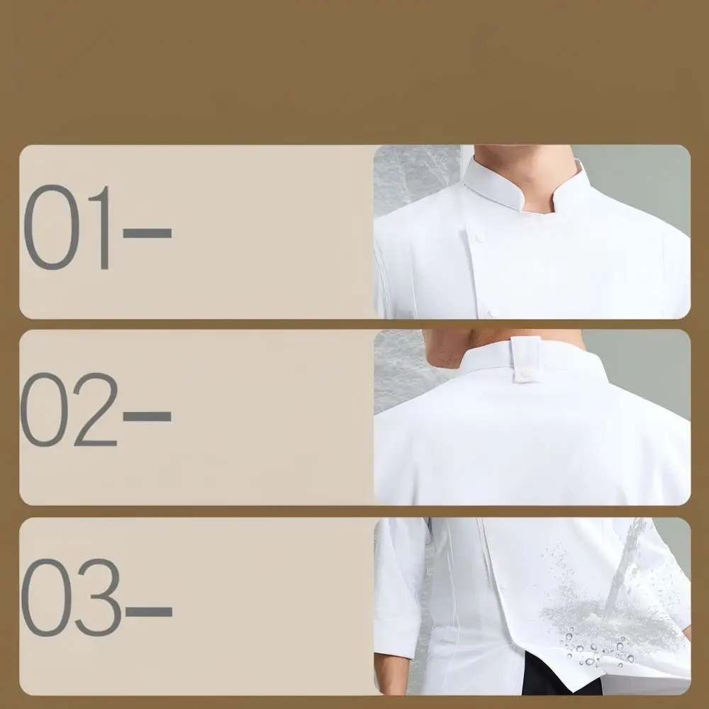 Waterproof Kitchen Work Shirt Elastic Breathable Chef Uniform Unisex Jacket For Restaurant Baking Hotel Cooking Clothing