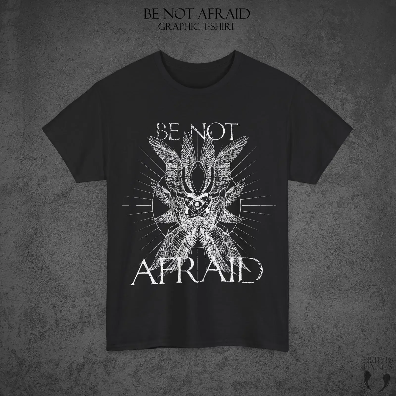 Be Not Afraid Biblically Accurate Seraphim T Shirt Edgy Angel Heavy Cotton Heavenly Guardian vintage Washed graphic Versatile
