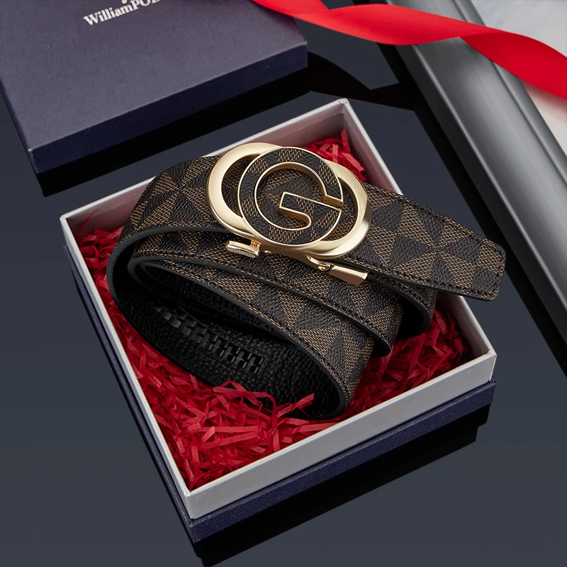 

VANNANBA Designer Belts Men Women High Quality Luxury PVC Leather Fashion with Letter “G” buckle belts Racheting