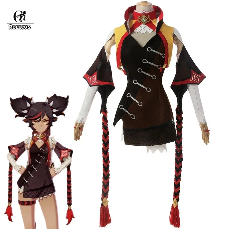 

Rolecos Genshin impact Xinyan cosplay game costume Genshin impact cosplay costume for women Halloween sexy suit outfit