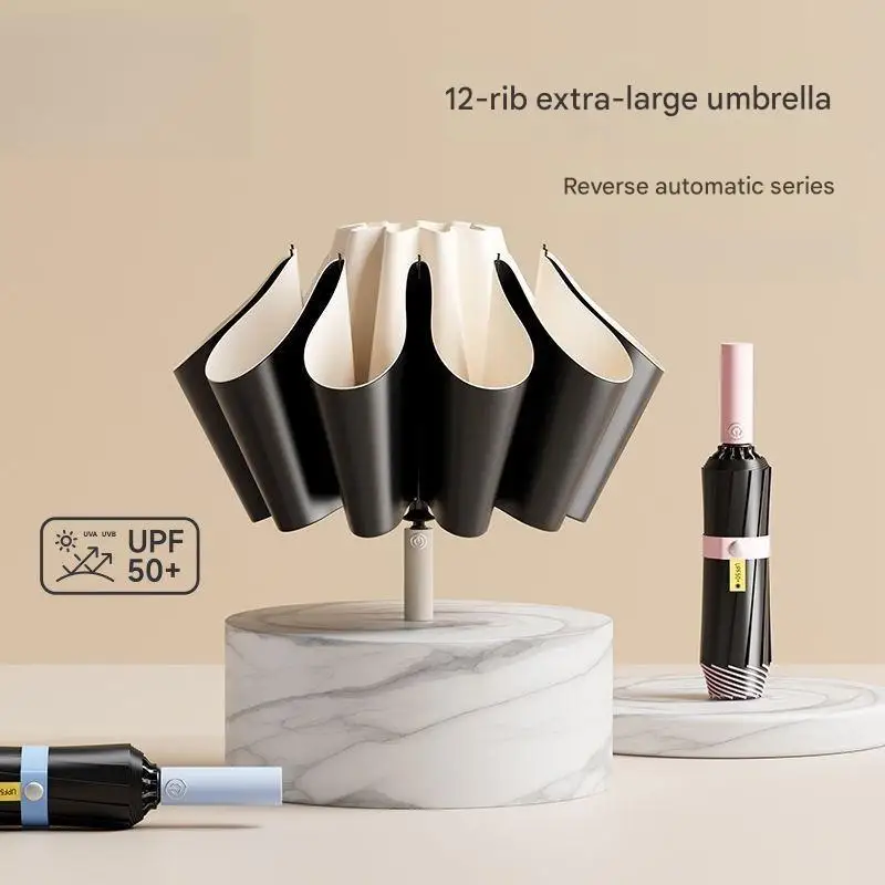 Fully Automatic Reverse Umbrella Windproof Rainproof Sunny and Rainy Days with UV Protection Car-mounted Folding Umbrella