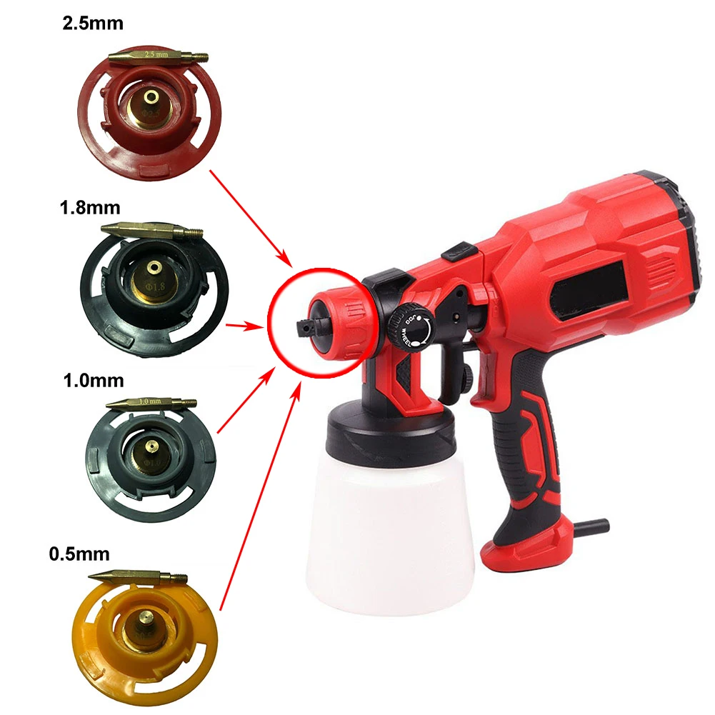 Electric Spray Paint Nozzles 0.5/1/1.8/2.8mm Random Color Electric Spray-Gun Flow Control Sprayer Tip Airbrush Nozzle Replace