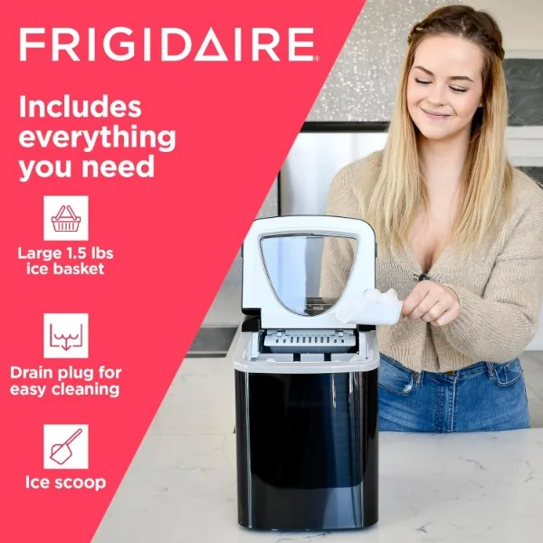 Frigidaire EFIC123-SSBLACK machine à glaçons compacte à dessus de seau, 26artériel de glace par jour, noir inoxydable