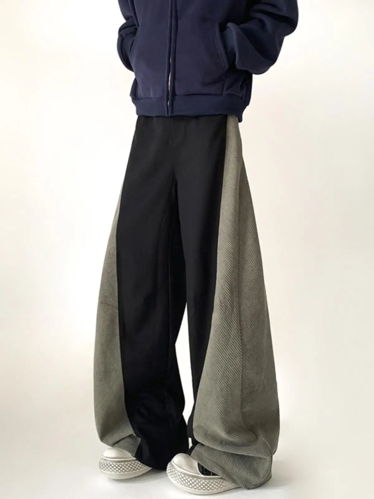 

Color Blo Casual Pants Men's Loose Wide Leg Floor Length Trousers Autumn Winter American CleanFit Knife Jeans