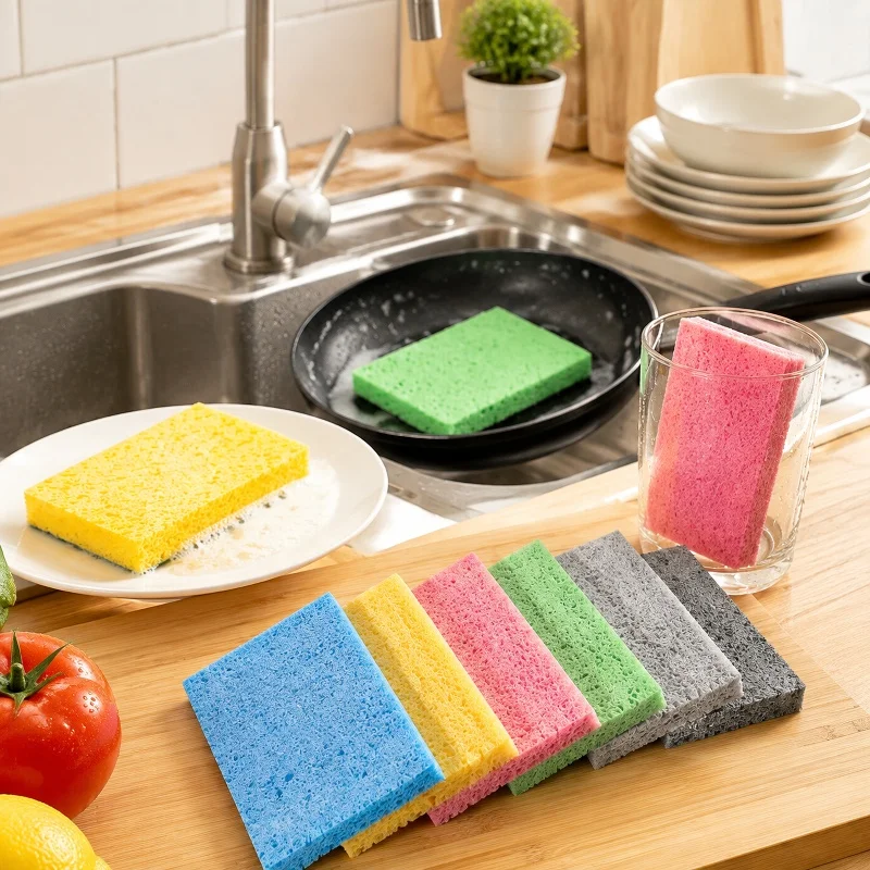 5/10/20/30pcs Wood Pulp Cellulose Sponge Sheet Compressed Kitchen Cleaning Sponge Absorbent Dish Washing Pad Reusable for Clean
