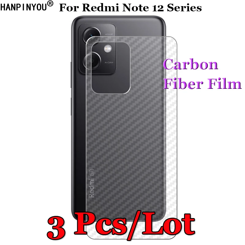 3 Pc/Lot For Xiaomi Redmi Note 13 12 12T 12R Pro Plus Speed Explorer 3D Non-slip Carbon Fiber Back Film Screen Protector Sticker